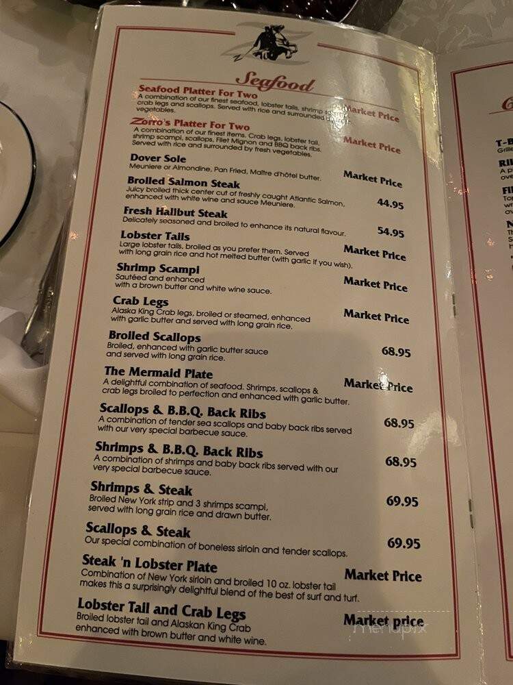 Zorro's Steak & Seafood House - Mississauga, ON menu_pic