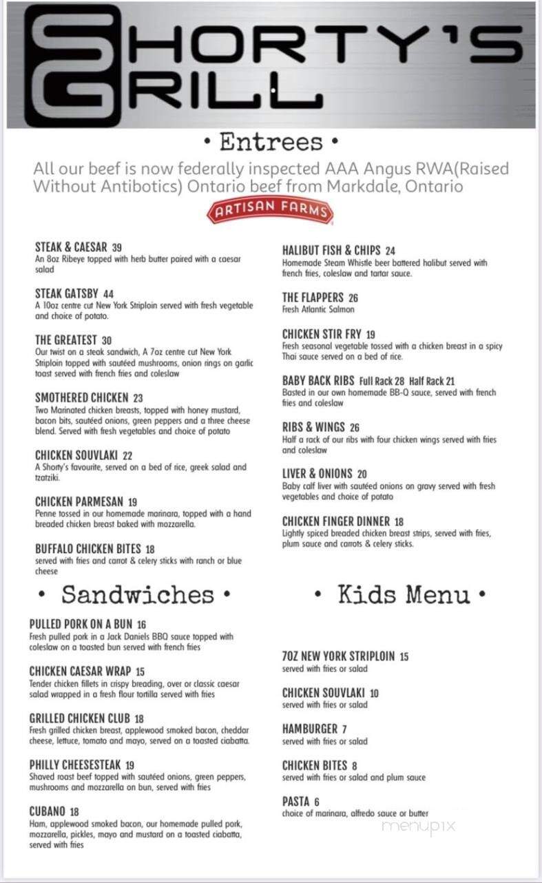 Shorty's Bar & Grill Inc - Owen Sound, ON menu_pic