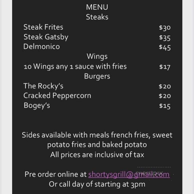 Shorty's Bar & Grill Inc - Owen Sound, ON menu_pic