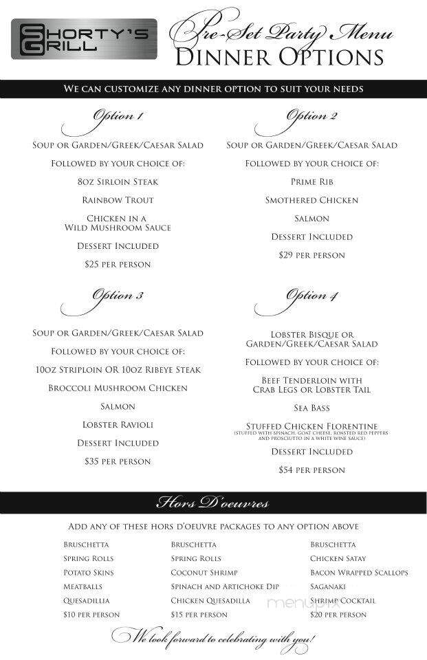 Shorty's Bar & Grill Inc - Owen Sound, ON menu_pic
