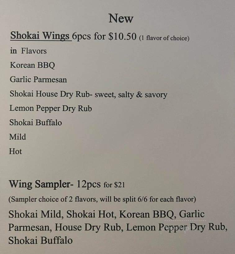 Shokai Sushi - Burlington, IA menu_pic