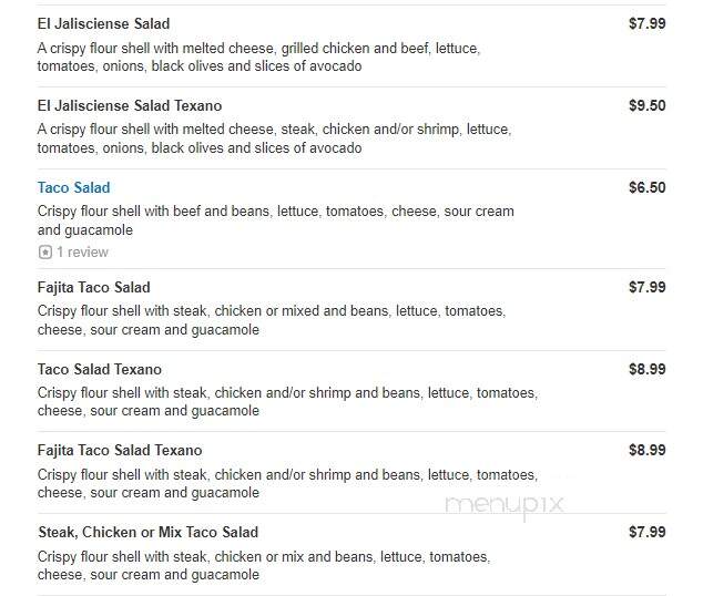 El Jalisciense Mexican Restaurant - Warner Robins, GA menu_pic