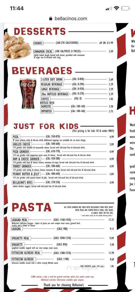 Bellacino's Pizza and Grinders - Kirksville, MO menu_pic