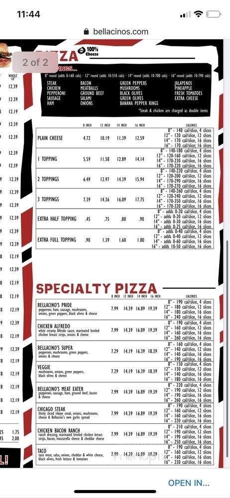 Bellacino's Pizza and Grinders - Kirksville, MO menu_pic