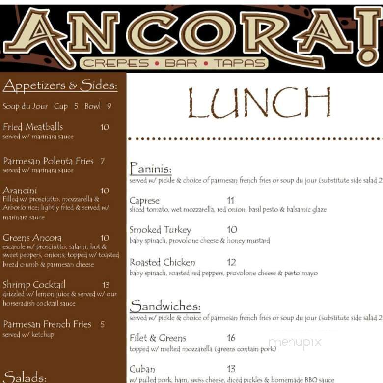 Ancora - Utica, NY menu_pic