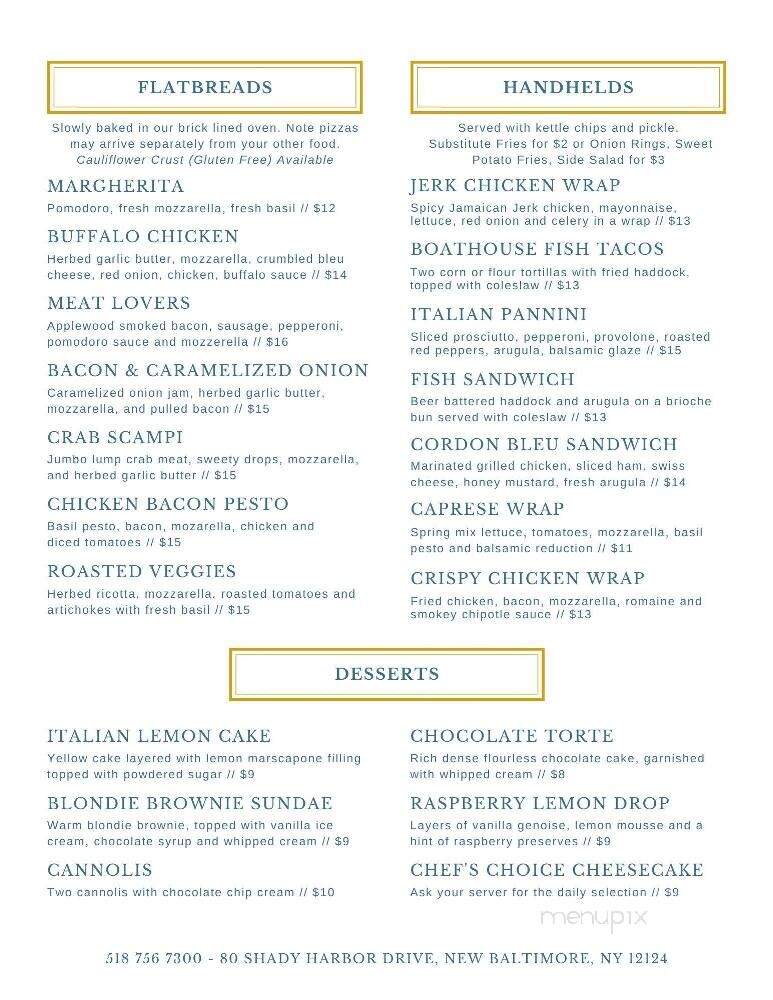 Boat House Restaurant - New Baltimore, NY menu_pic