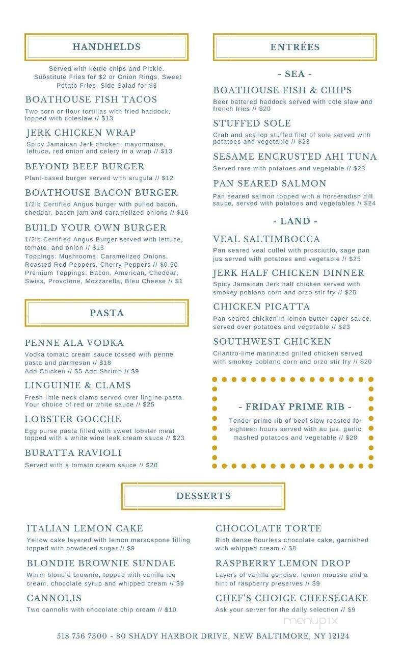 Boat House Restaurant - New Baltimore, NY menu_pic