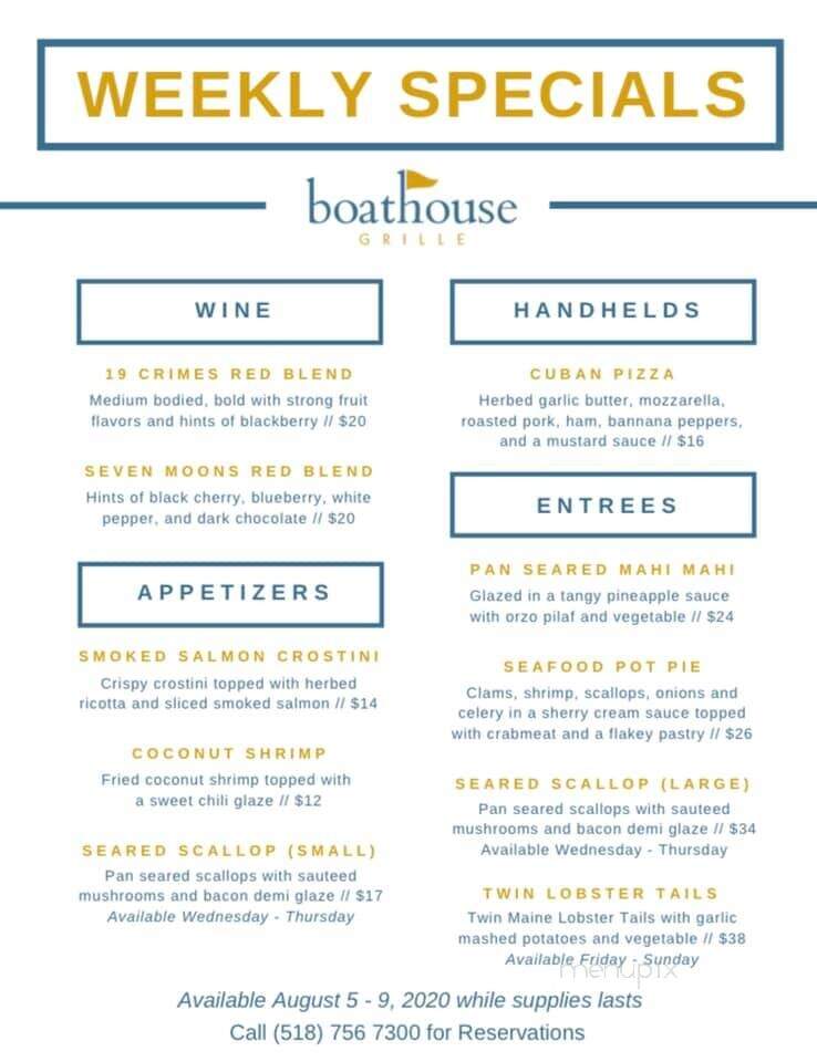 Boat House Restaurant - New Baltimore, NY menu_pic
