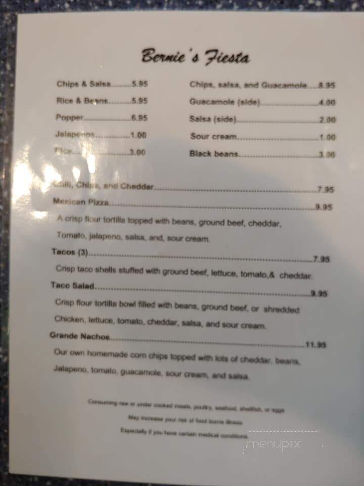 Bernie's - Montgomery Center, VT menu_pic
