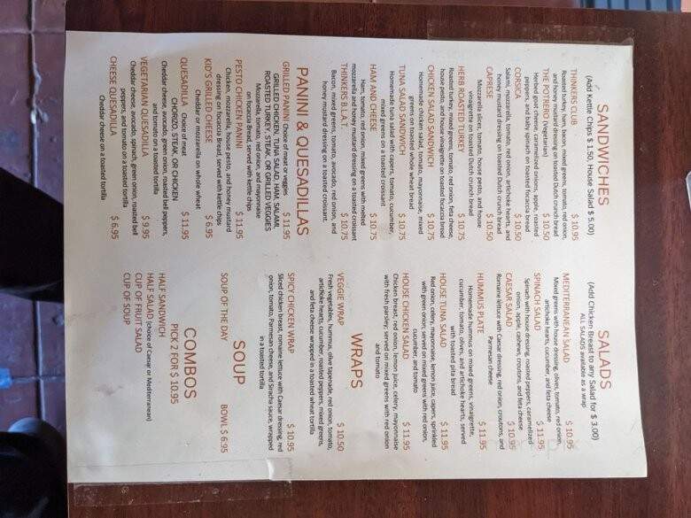 Thinkers Cafe - San Francisco, CA menu_pic