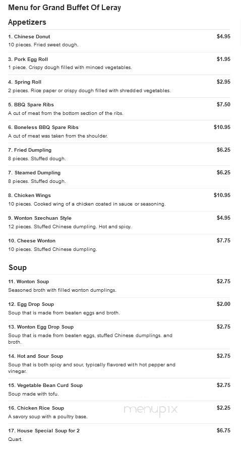 Grand Buffet Of Leray - Evans Mills, NY menu_pic