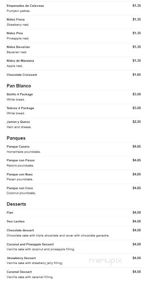 La Ideal Bakery - Greenacres, FL menu_pic