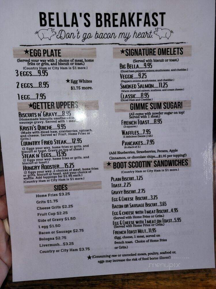 Bella's Breakfast & Lunch - Banner Elk, NC menu_pic