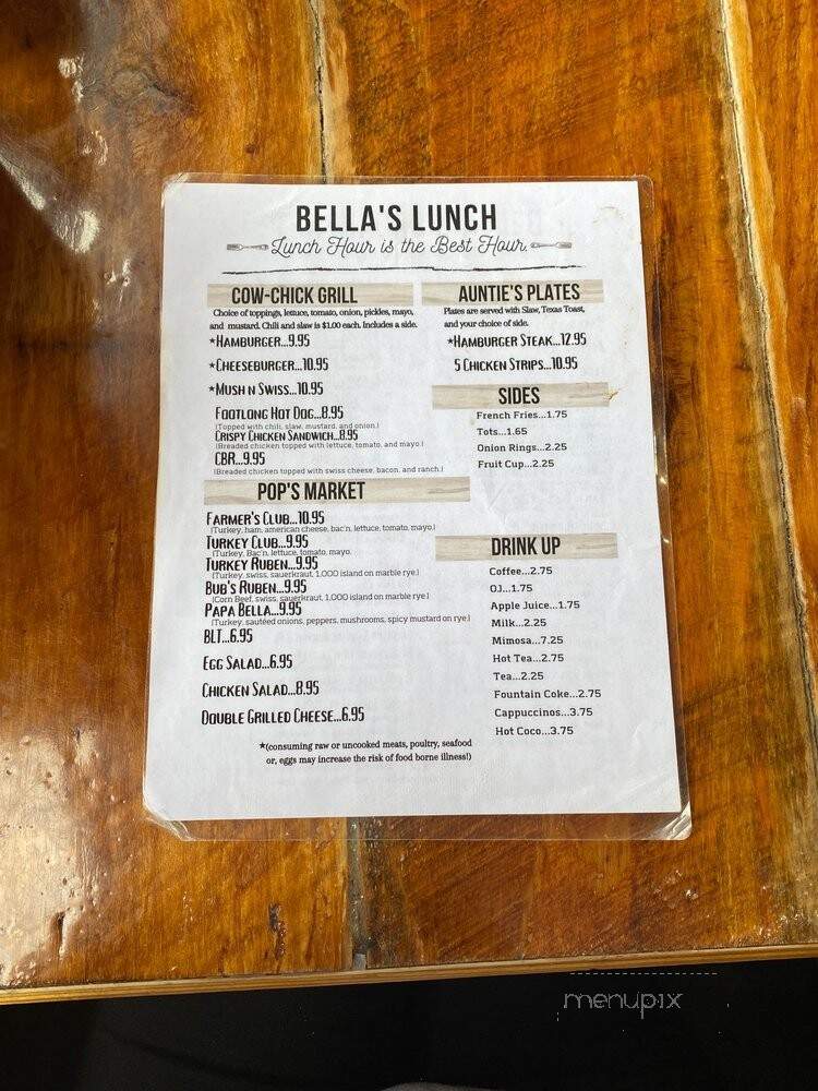 Bella's Breakfast & Lunch - Banner Elk, NC menu_pic