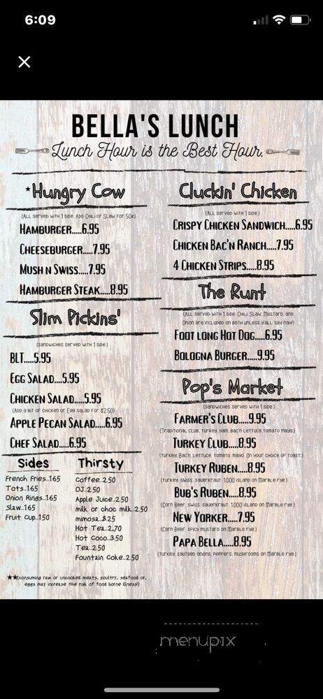 Bella's Breakfast & Lunch - Banner Elk, NC menu_pic