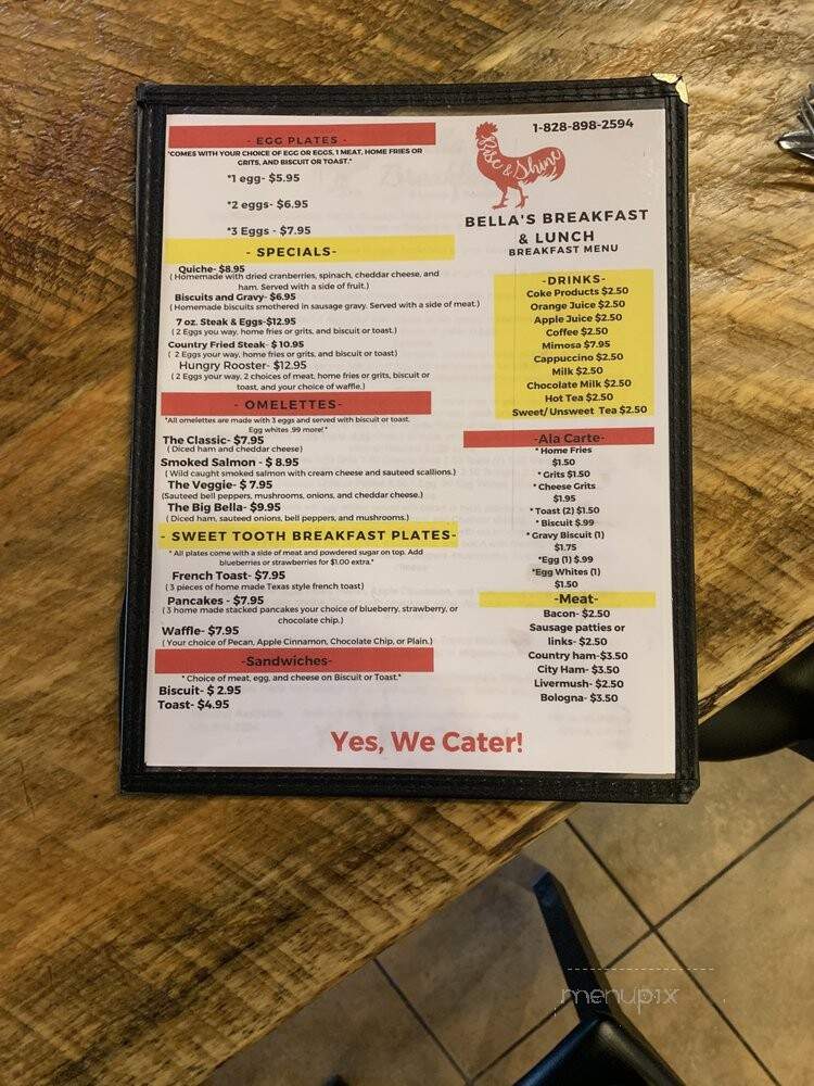 Bella's Breakfast & Lunch - Banner Elk, NC menu_pic