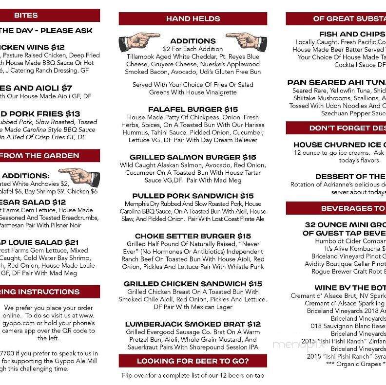 Gyppo Ale Mill - Whitethorn, CA menu_pic