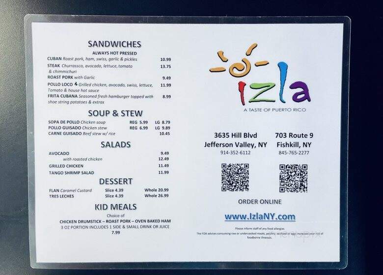Izla - Fishkill, NY menu_pic