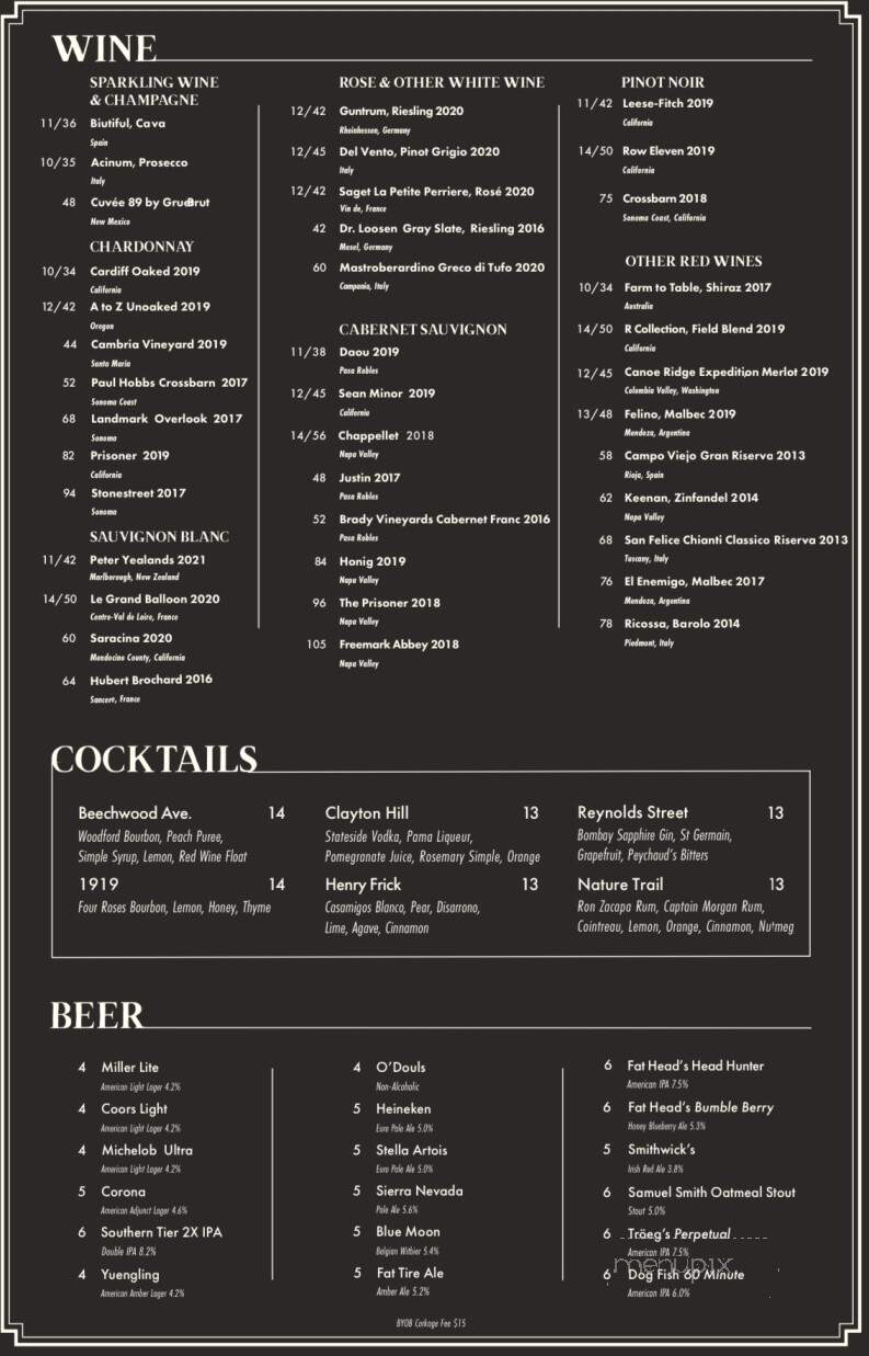 Frick Park Tavern - Pittsburgh, PA menu_pic