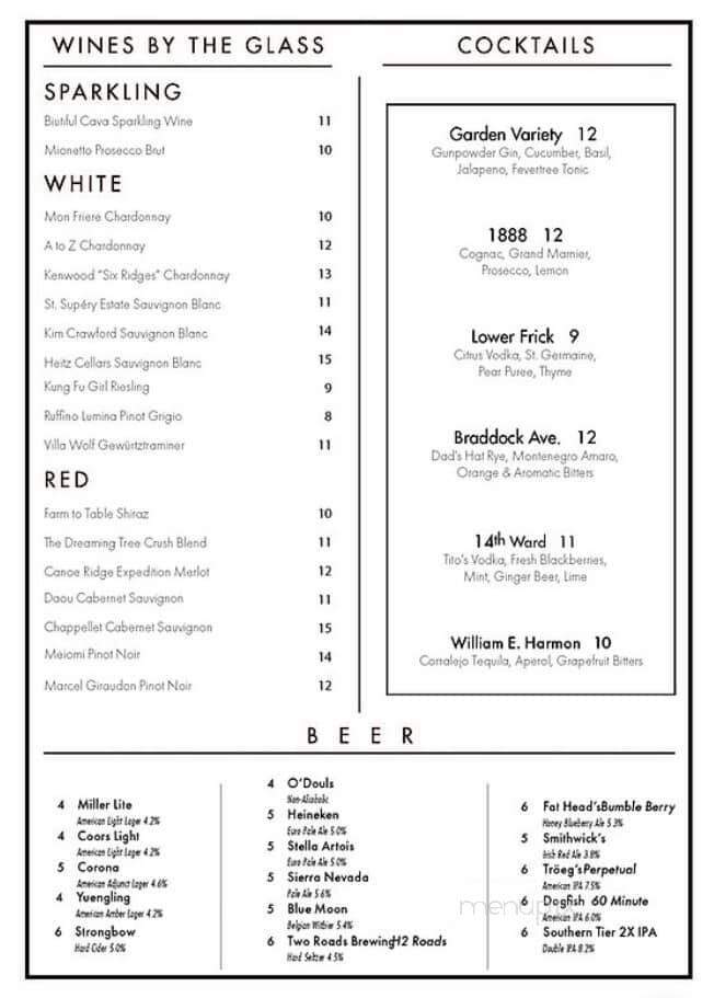 Frick Park Tavern - Pittsburgh, PA menu_pic