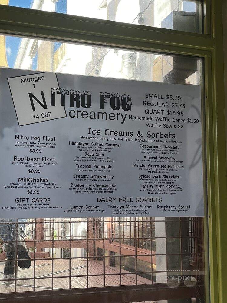 Nitro Fog Creamery Mini Squeezed Juice Bar - Albuquerque, NM menu_pic