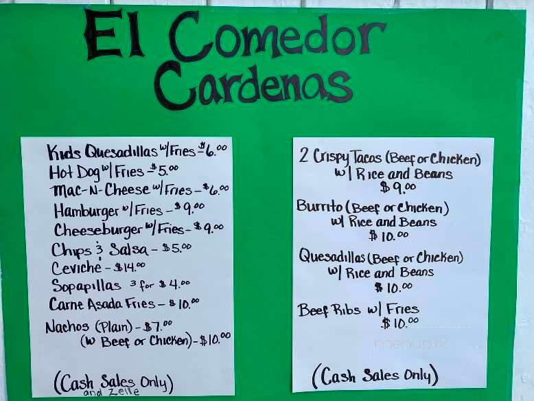 El Comedor Cardenas - Williams, AZ menu_pic