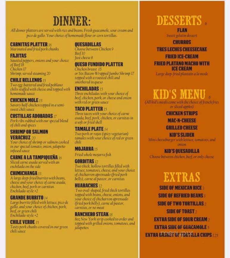 El Comedor Cardenas - Williams, AZ menu_pic