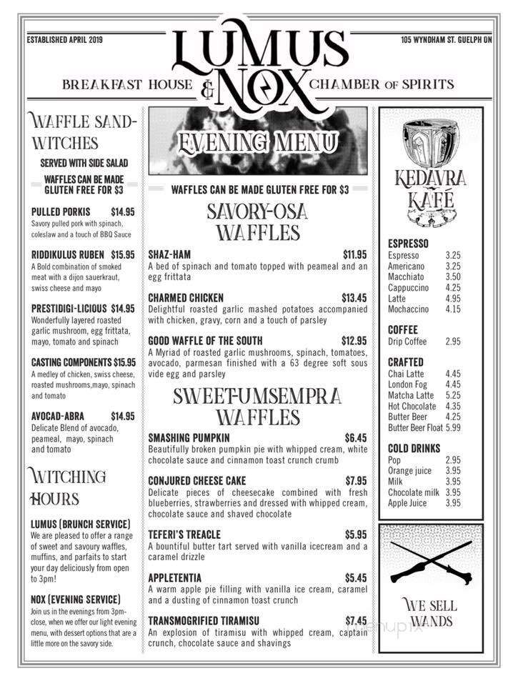 Lumos & Nox - Guelph, ON menu_pic