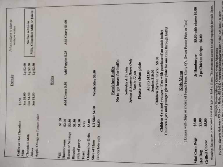 Moms Kitchen - Warsaw, MO menu_pic