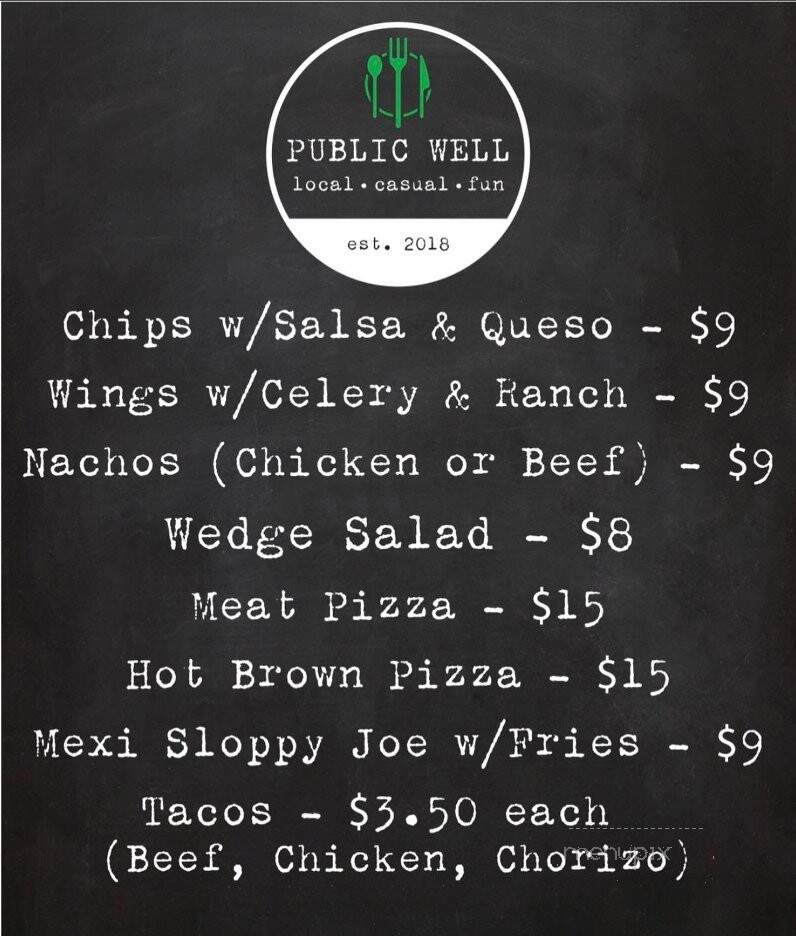 Public Well - Nicholasville, KY menu_pic