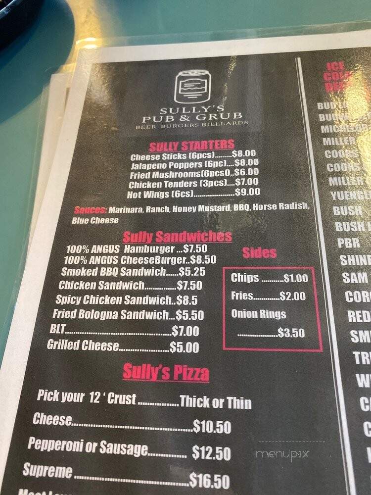 Sully's Pub N Grub - Gallatin, TN menu_pic