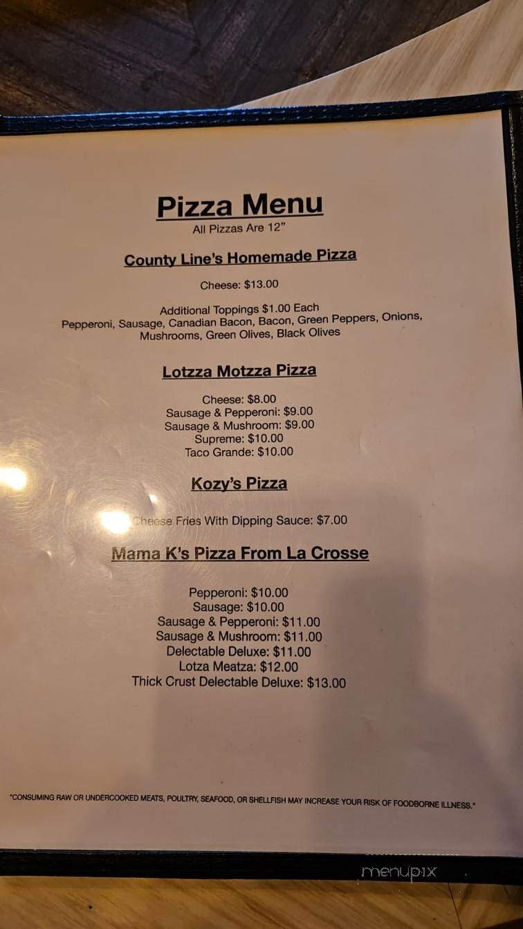 New County Line Bar & Grill - Warrens, WI menu_pic