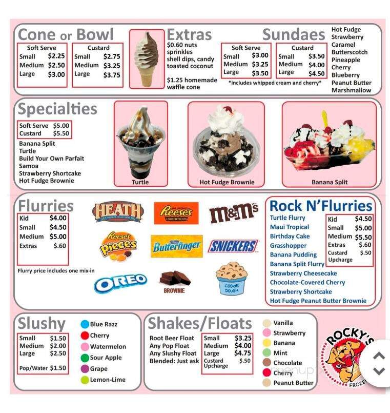 Rocky's Frozen Custard - Brownstown, MI menu_pic