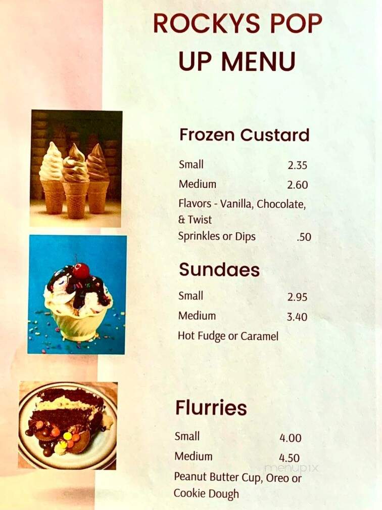 Rocky's Frozen Custard - Brownstown, MI menu_pic