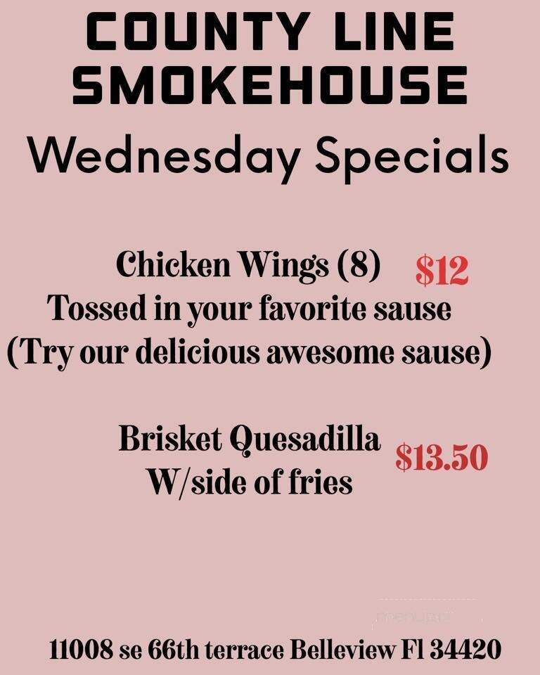 County Line Smokehouse & Spirits - Weirsdale, FL menu_pic