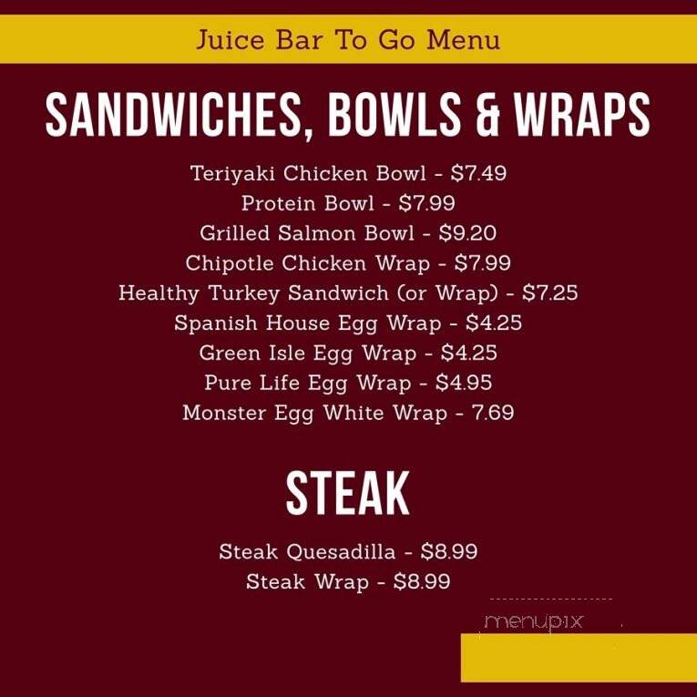 Juice Bar at LVAC - Henderson, NV menu_pic