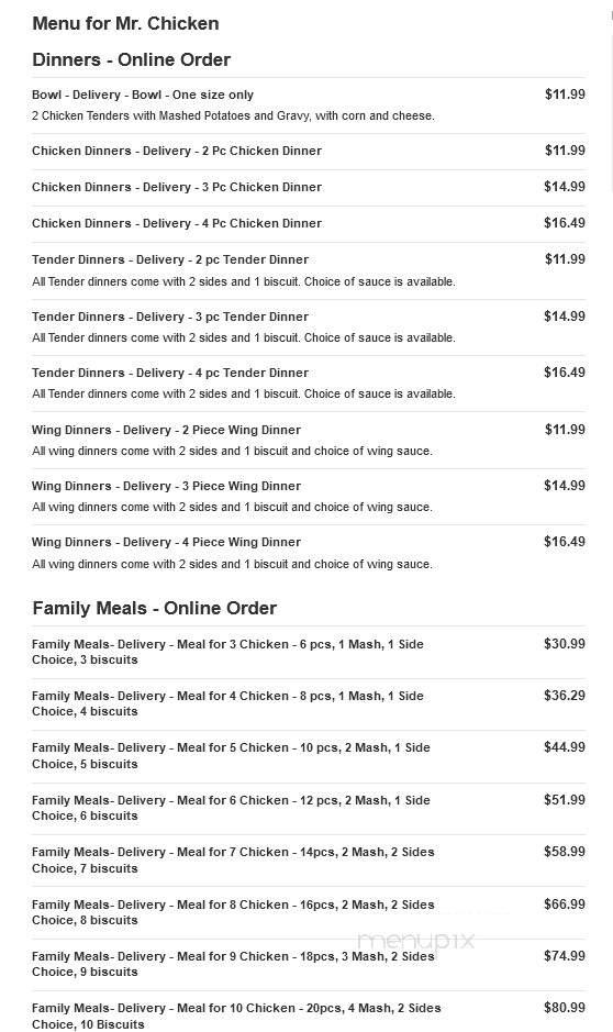 Mr. Chicken - South Euclid, OH menu_pic