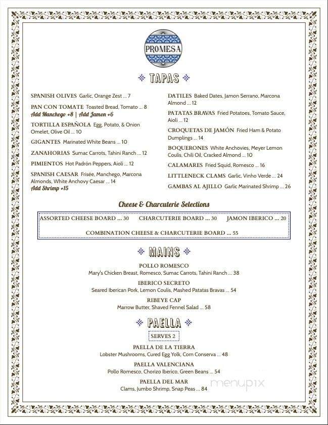 Promesa - Carmel-By-The-Sea, CA menu_pic