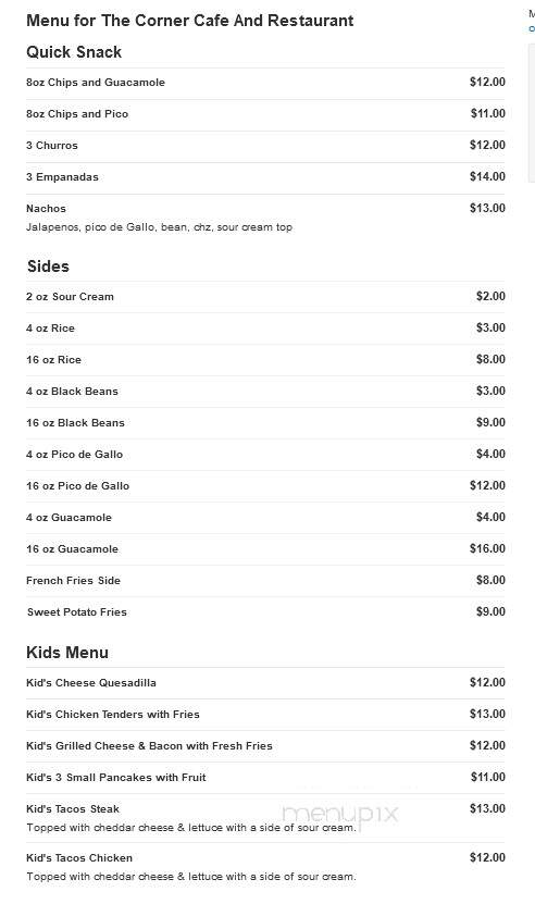 The Corner Cafe and Restaurant - Westhampton Beach, NY menu_pic