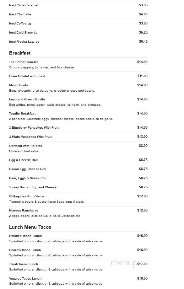 The Corner Cafe and Restaurant - Westhampton Beach, NY menu_pic