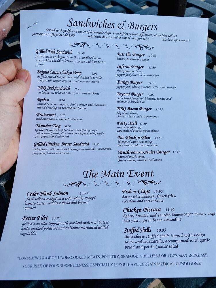 The Oak Terrace Grille - Barrington, IL menu_pic