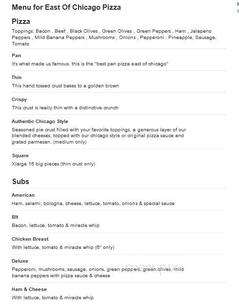 East Of Chicago - Greenwich, OH menu_pic