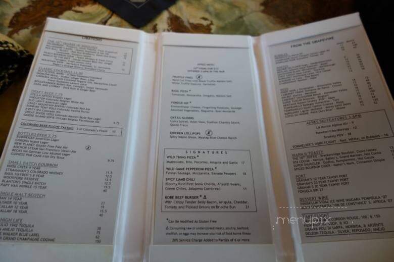 10th Restaurant - Vail, CO menu_pic