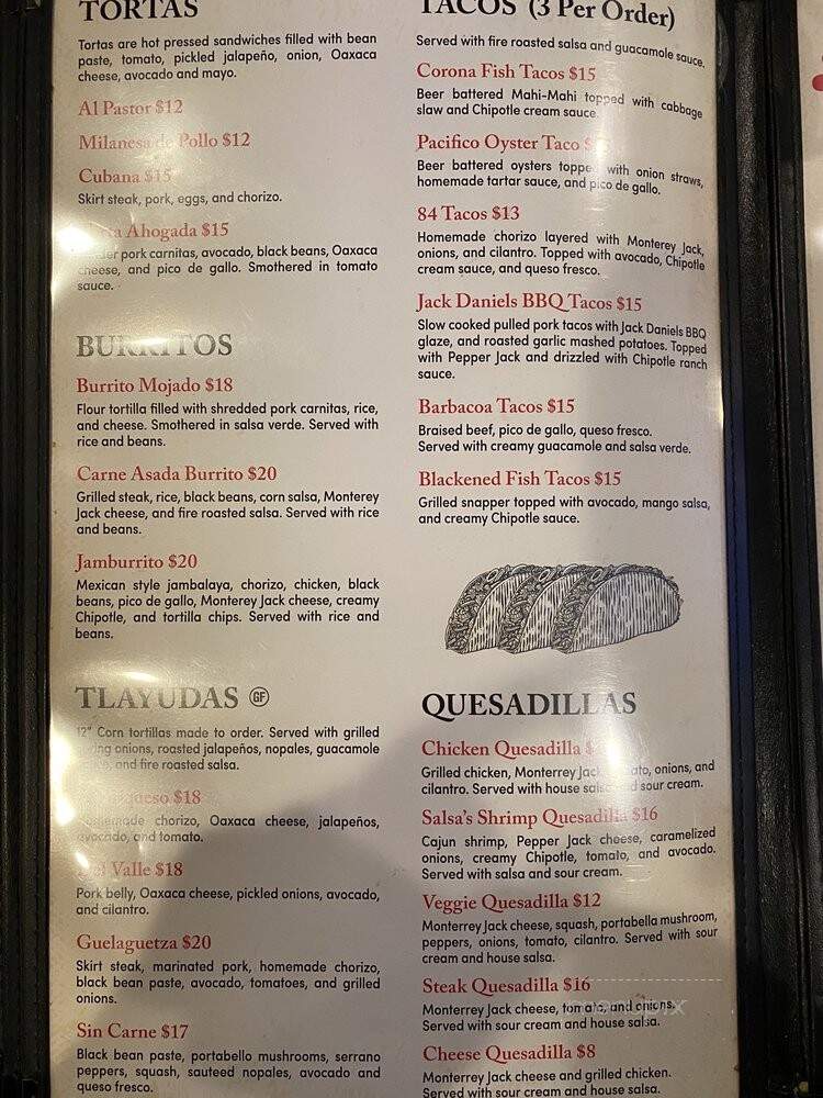 Salsa's Southwest Grill - Southington, CT menu_pic