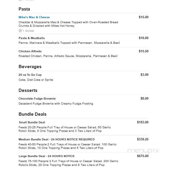 Tony Sacco's Coal Oven Pizza - Howell, MI menu_pic