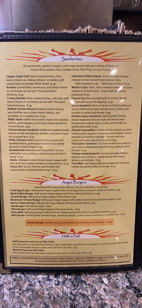 Copper Creek Cafe - Granger, IN menu_pic