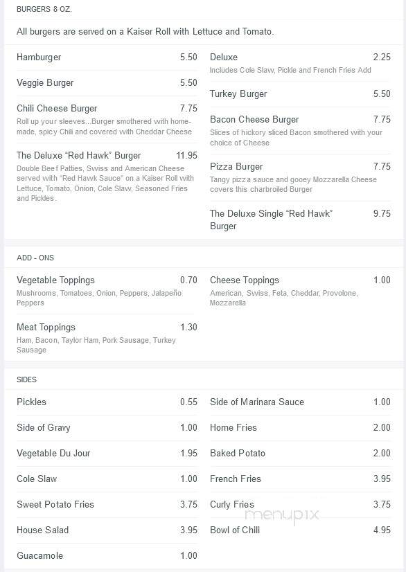 Red Hawk Diner - Montclair, NJ menu_pic
