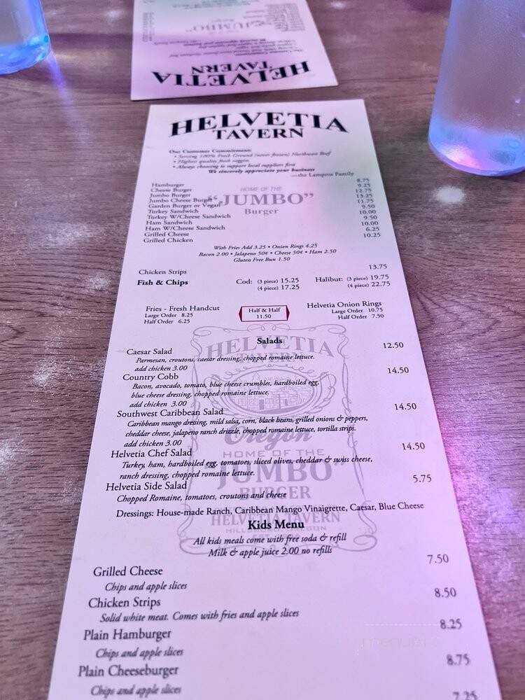 Helvetia Tavern - Hillsboro, OR menu_pic