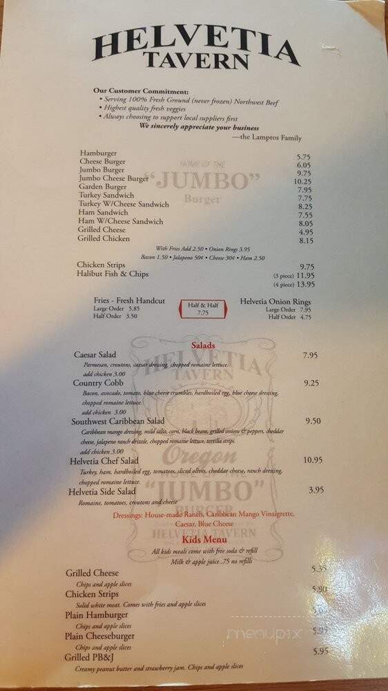 Helvetia Tavern - Hillsboro, OR menu_pic
