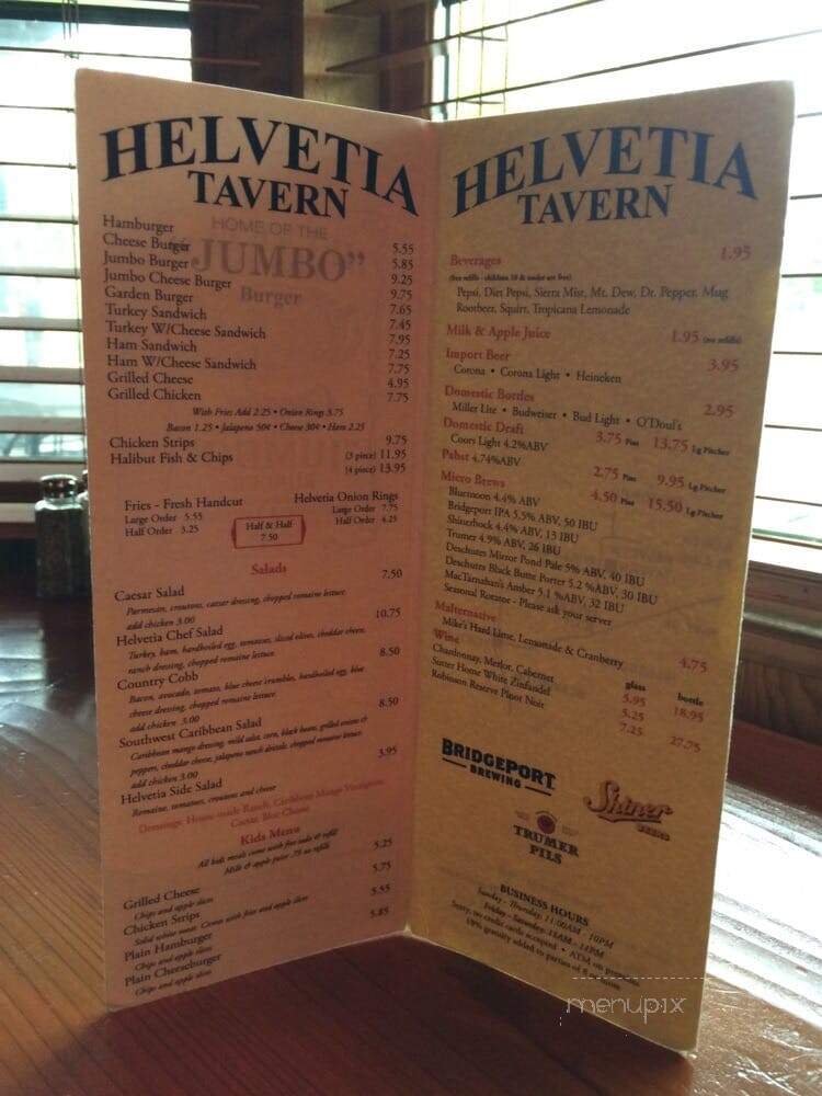 Helvetia Tavern - Hillsboro, OR menu_pic